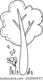 Vector illustration of children's coloring pages. simple linear pictures for a cute children's book. art. beautiful nature and animals, lion, tree, snail