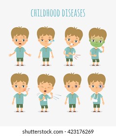Ilustración vectorial de las enfermedades infantiles.