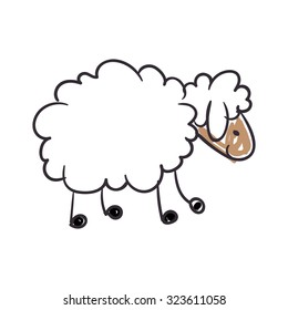 Vector Illustration of a Children's Drawing of a Sheep