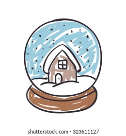 Vector Illustration of a Children's Drawing of a Snow Globe