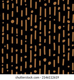 Vector illustration. Children's drawing. Spotted black and beige background. Striped background. Geometric abstract pattern of hand-drawn shapes. Round and linear organic shapes.