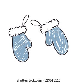 Vector Illustration of a Children's Drawing of Winter Gloves
