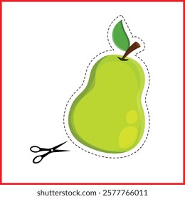 Vector illustration of a children's educational card with fruits. Paper cutting training for children.
