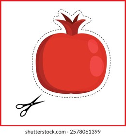 Vector illustration of a children's educational card with fruits. Paper cutting training for children.
