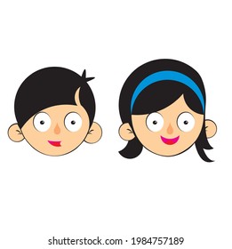 Vector illustration of children's face on tarnsparant background 
