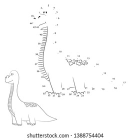 
vector illustration of a children's game connected dots dinosaur