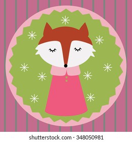 Vector illustration of children's greeting card with fox 