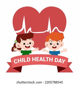 vector illustration of children's health day with two happy children's characters that can be used for greeting templates