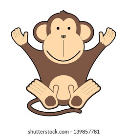 vector illustration of a children's merry monkey
