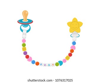  Ilustración vectorial. Un pacificador para niños con un punzón y perlas.