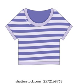 Vector illustration of a children's purple T-shirt for boys and girls. Newborn clothes on a white background.