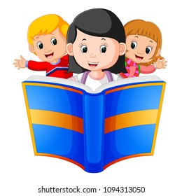vector illustration of children's reading big book
