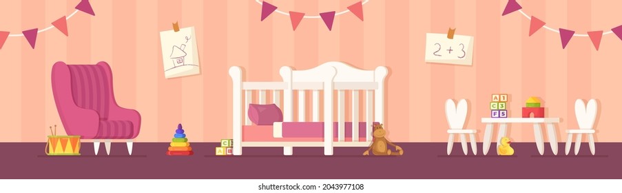 Vector illustration of children's room. Children's room concept. 