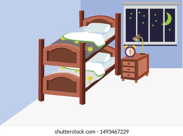 vector illustration of children's room with two beds
