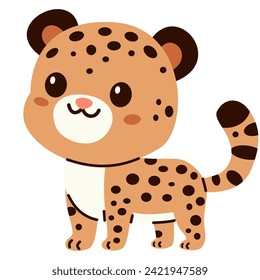 Vector illustration in children's style. Cute cheetah on white background 