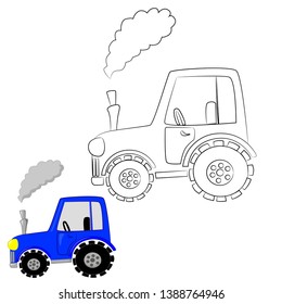 
vector illustration childrens tractor coloring game