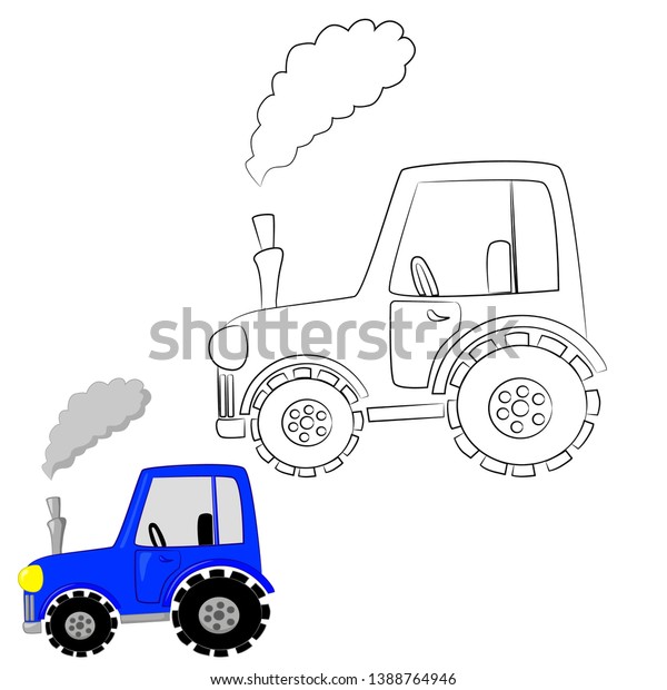 \
vector\
illustration childrens tractor coloring\
game