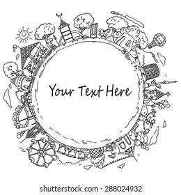 Vector illustration, children's world banner, card concept, white background.