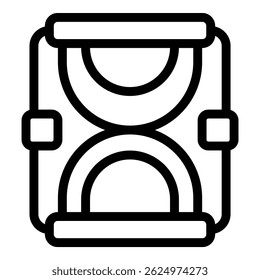 Vector illustration of a child's car safety seat in a simple line art style