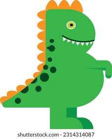 Vector illustration of a child's drawing of a dinosaur. Reptilian monster.