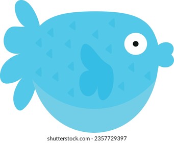 Vector illustration of a child's drawing of a puffer fish.