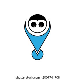 vector illustration of child's face and location sign, great for security technology icon