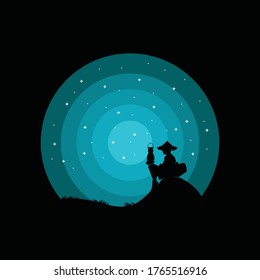 Vector illustration of a child's logo design, silhouette of a child