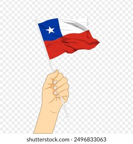Vector illustration of Chile flag in hand on transparent background