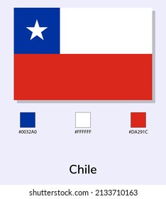 Vector Illustration of Chile flag isolated on light blue background. Illustration National Chile flag with Color Codes. As close as possible to the original. ready to use, easy to edit. 
