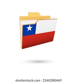 Vector illustration of Chile flag isolated in file folder on white background.