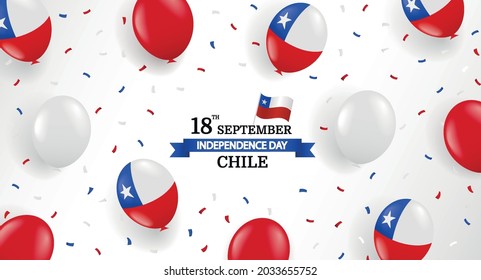 Vector Illustration of  Chile Independence Day.  Background with balloons and confetti.
