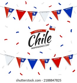 Vector Illustration of  Chile Independence Day. Garland with the flag of Chile on a white background.
