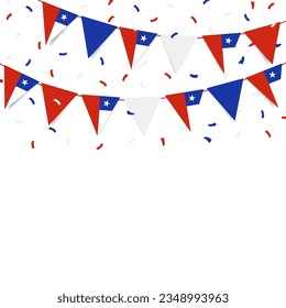 Vector Illustration of Chile Independence Day. Garland with the flag of Chile on a white background.
