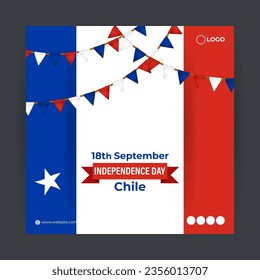 Vector illustration of Chile Independence Day social media story feed template