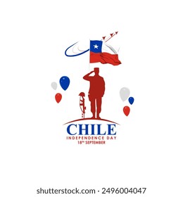 Vector illustration of Chile Independence Day social media feed template
