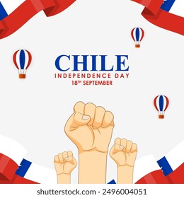 Vector illustration of Chile Independence Day social media feed template