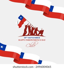 Vector illustration of Chile Independence Day social media feed template