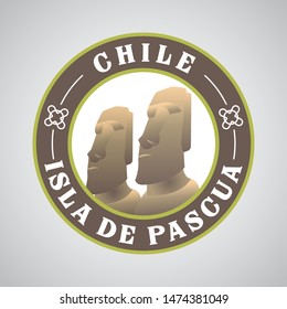 vector illustration of chile, isla de pascua, travelling stickers with world's famous landmarks and tourist destinations elements. modern flat design. travel concept vector illustration