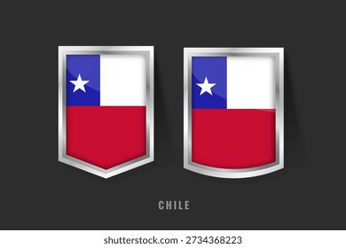 Vector Illustration of CHILE Label Logo. CHILE Badge Sign CHILE With Flag, Chilean Product Label Banners Template.