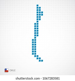 Vector illustration of Chile map dotted basic shape and flag icon