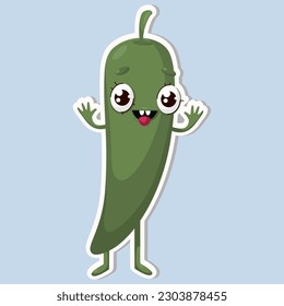 Vector illustration of chili character stickers with cute expression, cool, funny, chili isolated