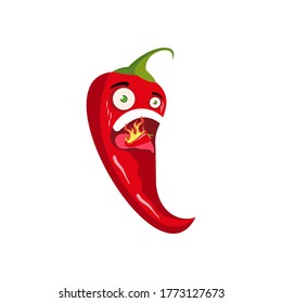 Vector illustration of chili eating spicy chili. Chili cartoon for spicy food