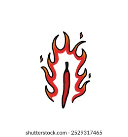 Vector illustration of chili pepper in fire