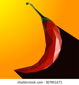 Vector illustration of a chili pepper rendered in a geometric style
