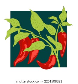 Vector illustration of chili pepper in the style of flat minimalism.