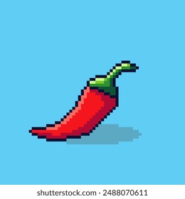 Vektorillustration von Chili mit Pixel Art Design, perfekt für Spiele-Assets Themendesigns