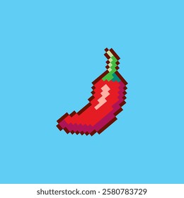 Vector Illustration of chili with Pixel Art Design, perfect for game assets themed designs