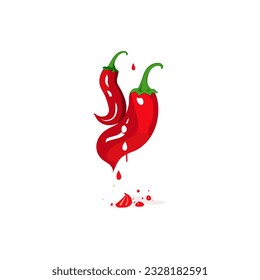 vector illustration of chili splashing element ,chilli pepper logo symbol icon