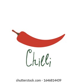 Ilustración vectorial del chile. Mano dibujada.Letras.
