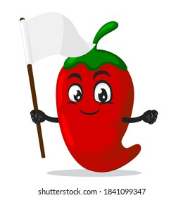 Vektorgrafik von Chilimaskottchen oder Zeichen mit weißem Banner